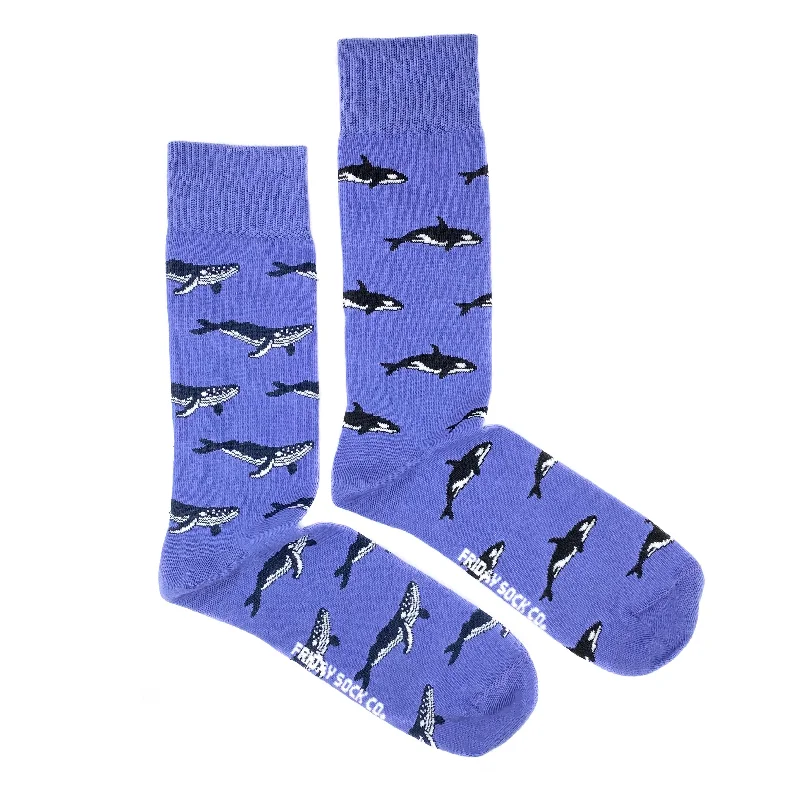 Organic cotton ankle socks for green-Men's Humpback Whale & Orca Socks