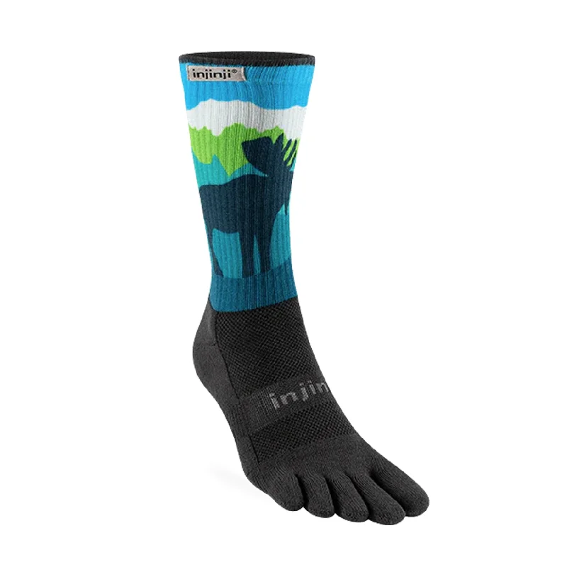 Lightweight cotton crew socks for summer-Mens Injinji Trail Artist Designed Crew Socks