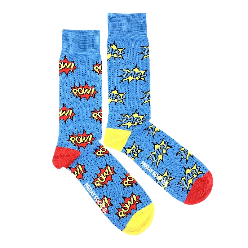 Colorful ankle socks for fashion-Men's Pow Zap Superhero Socks