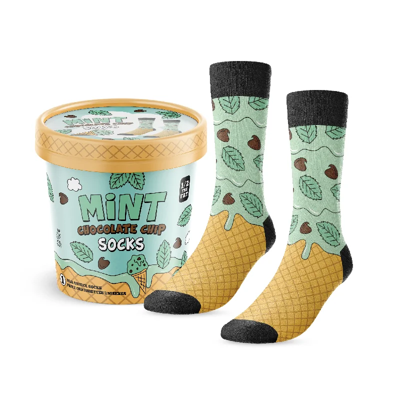 Long athletic ankle socks for athletes-Mint Chocolate Chip Ice Cream Socks