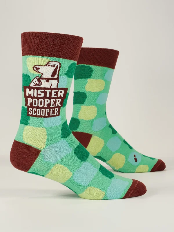 Rustic wool crew socks for rugged-Mister Pooper Scooper M-Crew Socks