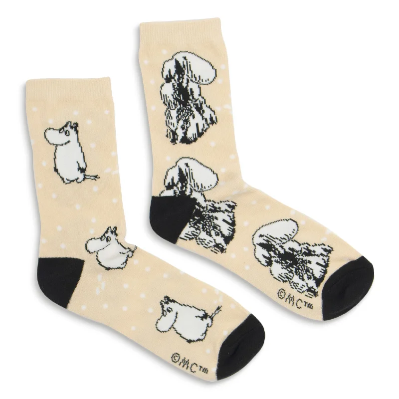 Custom knit crew socks for gift-Exclusive Collection Moomintroll Winterland Women´s Socks - Beige