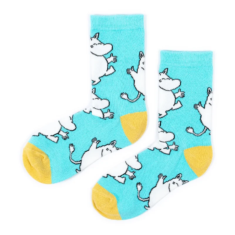 Anti-slip socks for elderly-Moomin Happy Women´s Socks - Turquoise