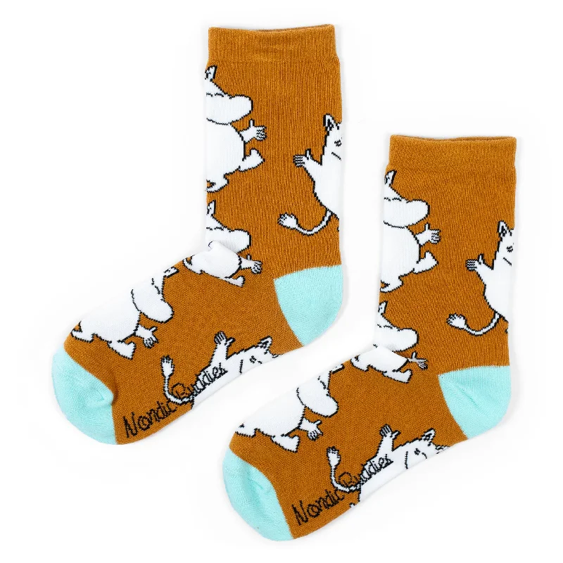 Custom socks for personalized design-Moomin Happy Women´s Socks - Brown