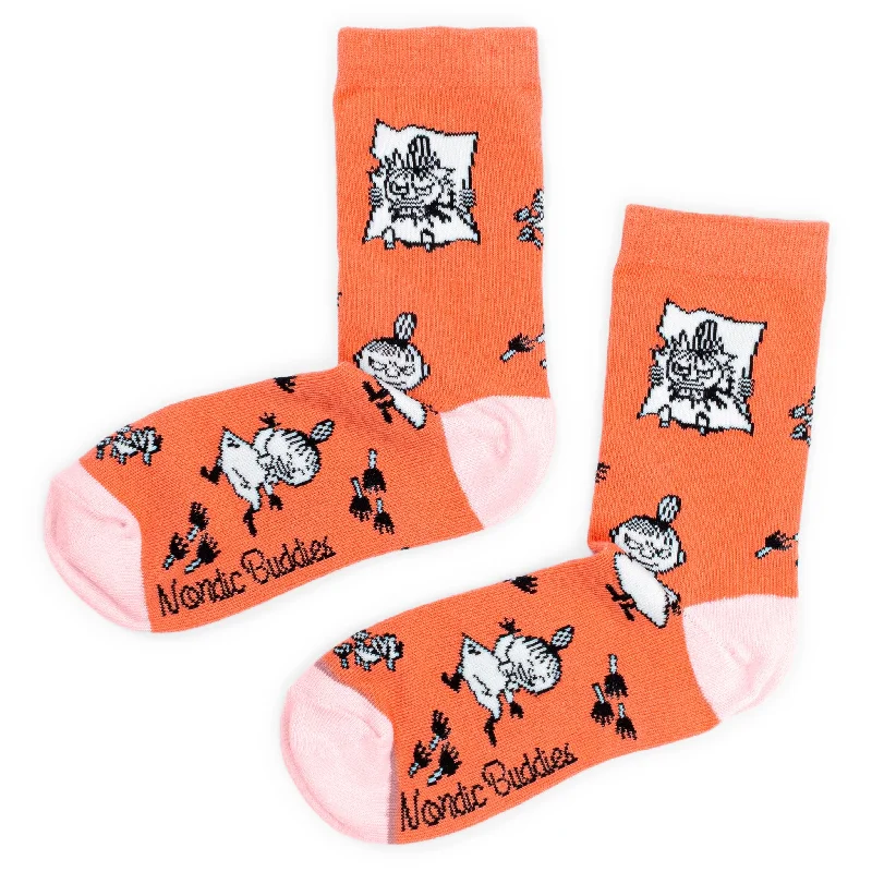 Vintage patterned crew socks for charm-Little My Happiness Women´s Socks - Red