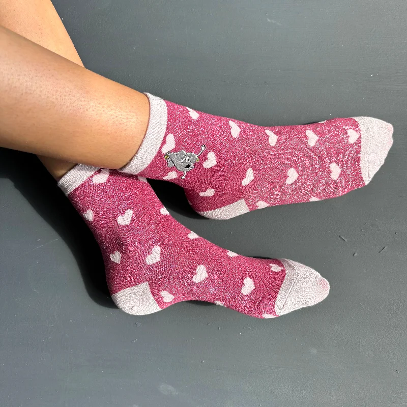 Lightweight ankle socks for sneakers-Moomin Love Glitter Socks