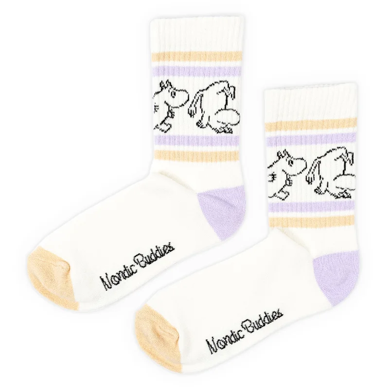 Custom printed crew socks for teams-Moomintroll Women's Retrosocks - White