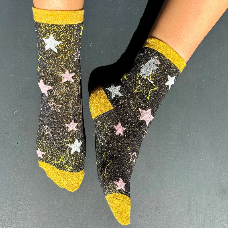 Long compression socks for circulation-Moomin Star Glitter Socks