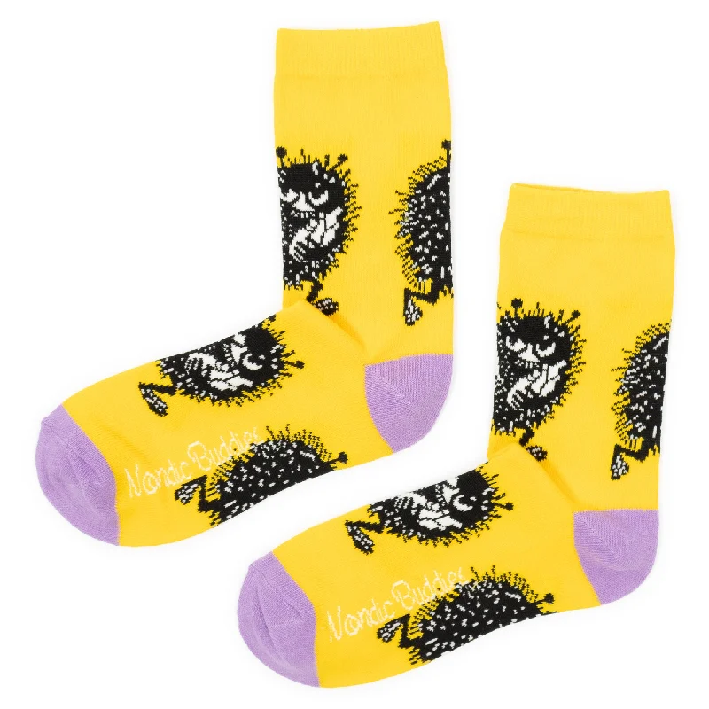 Small novelty crew socks for kids-Stinky`s Getaway Women's Socks - Yellow