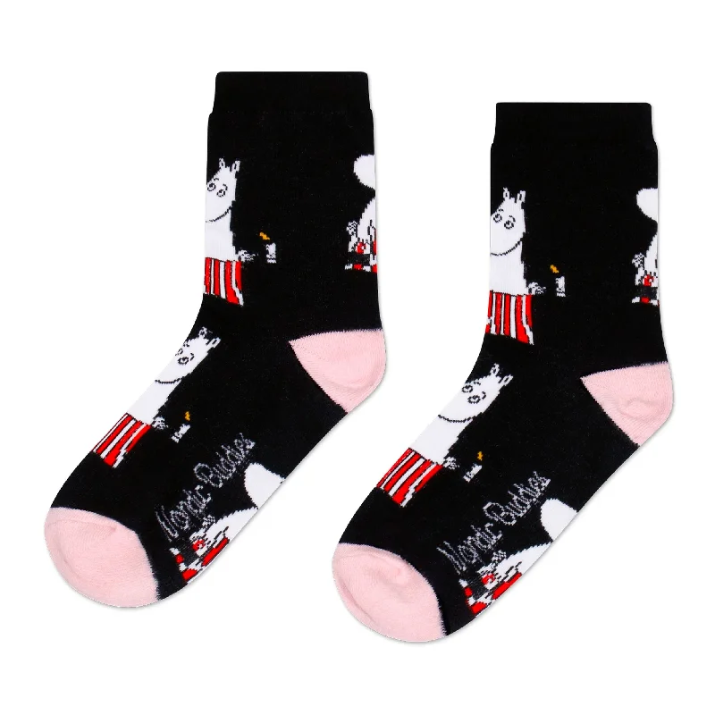 Anti-slip crew socks for pilates-Moominmamma Candle Light Women´s Socks - Black