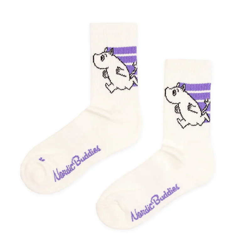 Luxury cashmere ankle socks for class-Active Crew Women´s Socks - White/Lilac