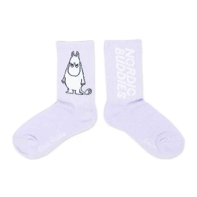 Contemporary polka dot ankle socks for women-Moomintroll Angry Women´s Retrosocks - Lilac