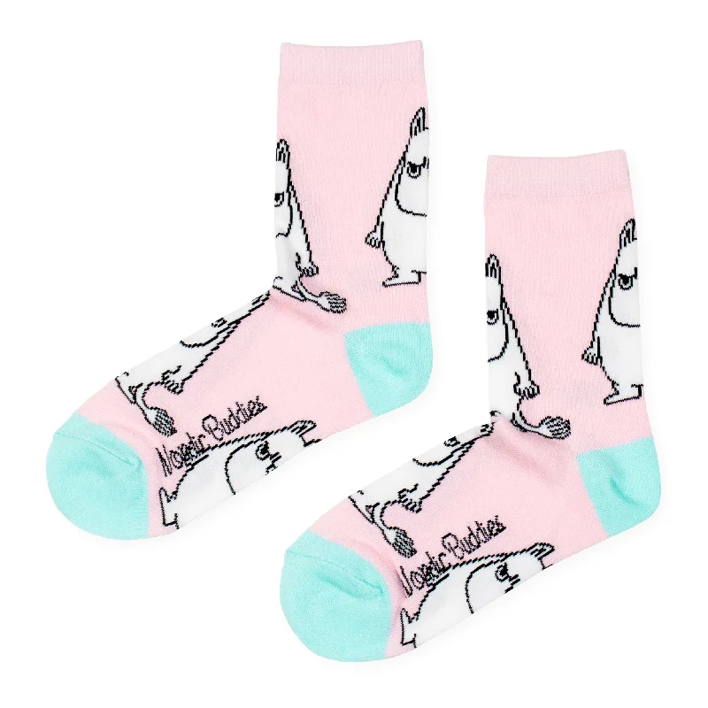 Custom logo ankle socks for events-Moomintroll Grumpy Women’s Socks - Pink