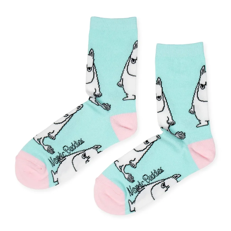 Funny ankle socks for humor-Moomintroll Grumpy Women´s Socks - Turquoise