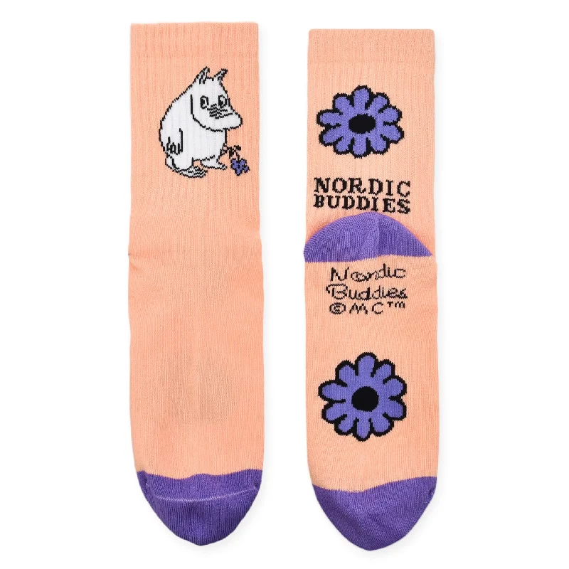 Large wool crew socks for cold-Moomintroll's Flower Women's Retrosocks - Pastel Peach