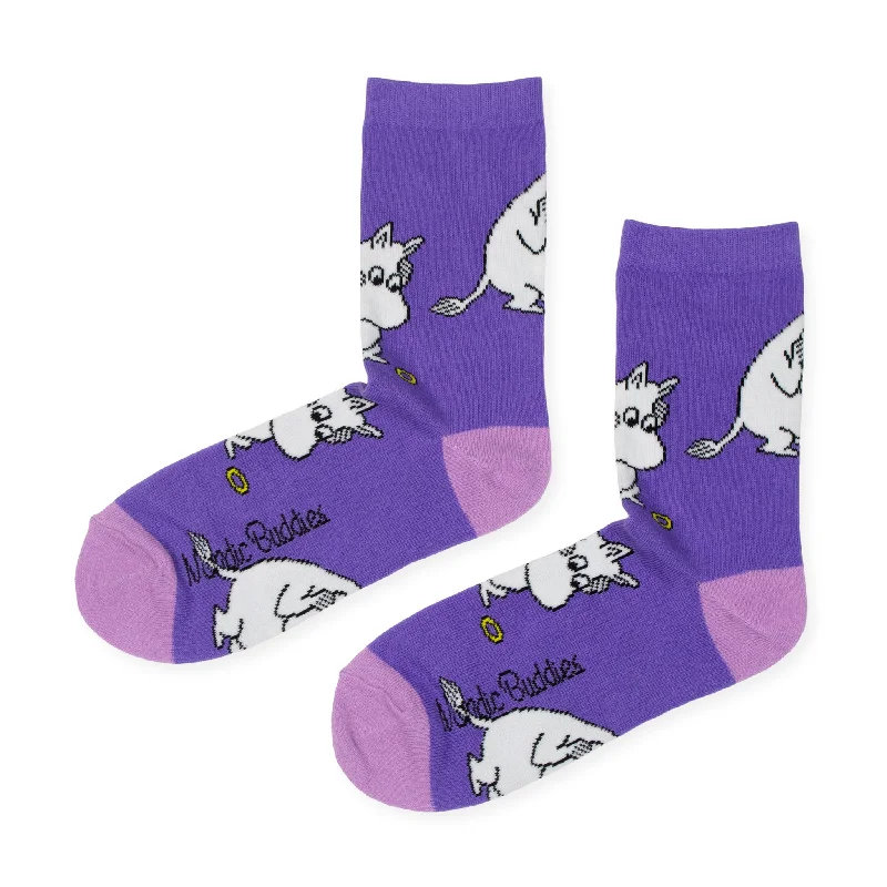 Thin dress ankle socks for suits-Moomintroll Worried Women's Socks - Purple