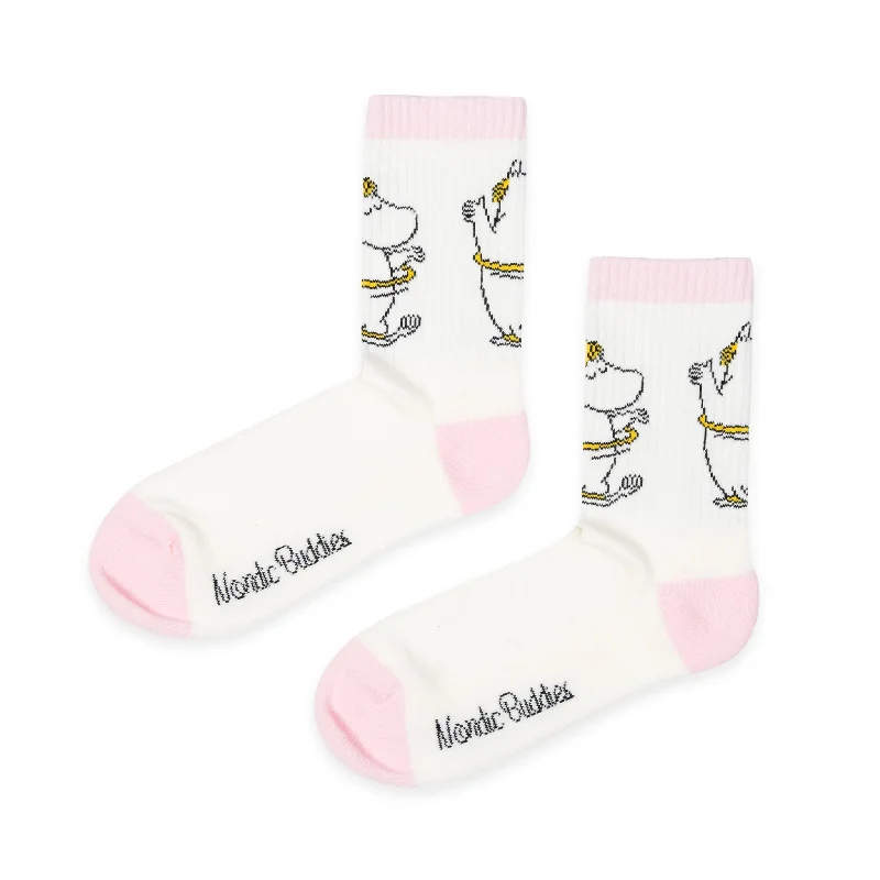 Cozy plush socks for winter nights-Snorkmaiden Women's Retrosocks - White