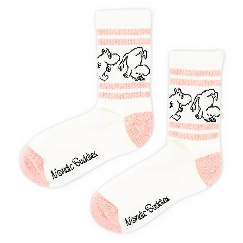 Anti-slip crew socks for exercise-Moomintroll Women's Retrosocks - White