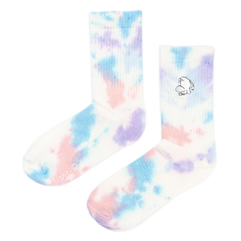 Breathable wool ankle socks for hiking-Moomintroll Tie Dye Women's Socks - Multicolor