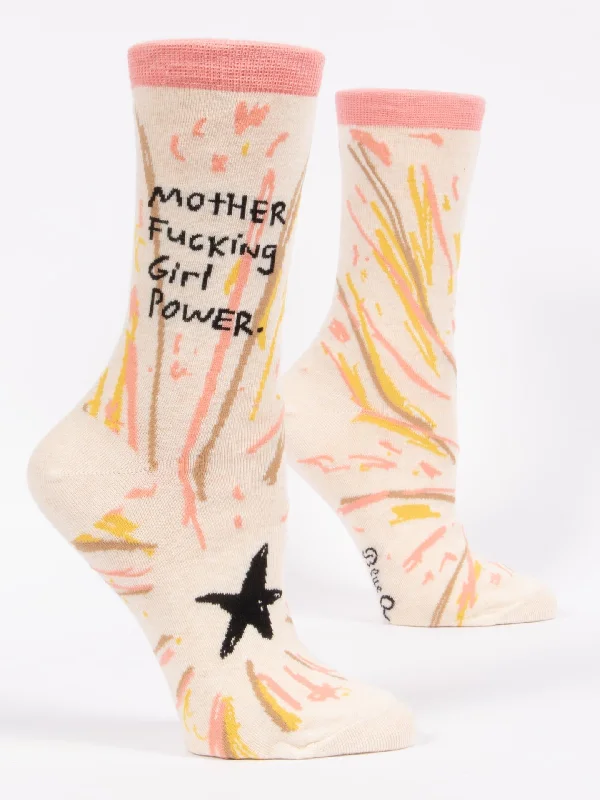 Large wool crew socks for cold-Motherfucking Girl Power W-Crew Socks