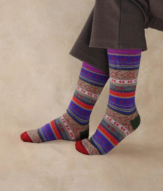 Modern striped ankle socks for chic-Multi Jacquard Women's Socks