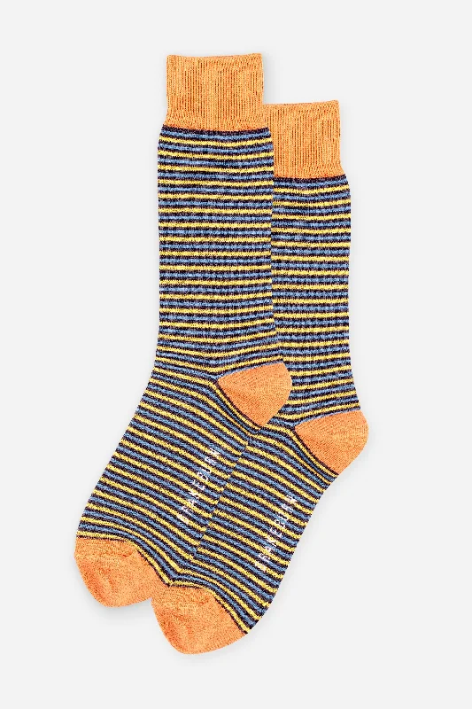 Luxury merino crew socks for luxury-Mustard Stripe Socks