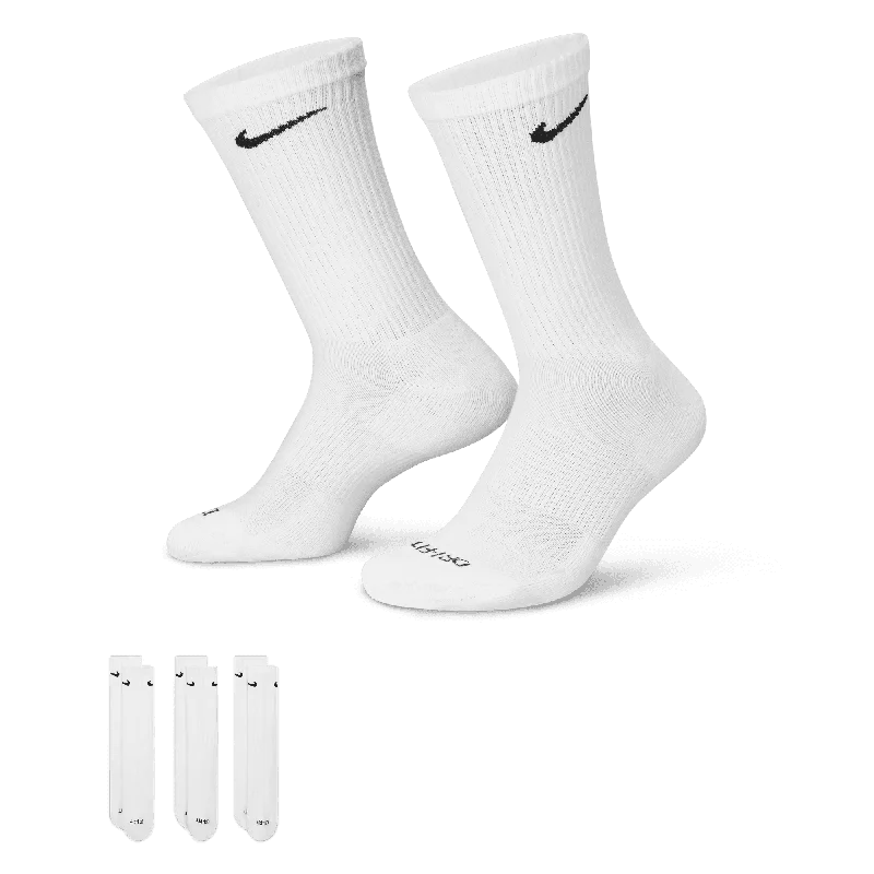 Thick cotton crew socks for cold-Nike Everyday Plus Cushioned Training Crew Socks (3 Pairs)