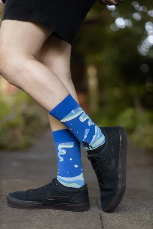 Large thermal ankle socks for outdoor-Northern Lights Glow in the Dark Crew