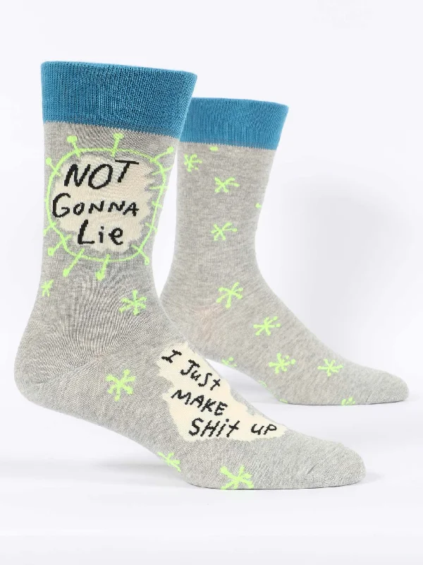 Novelty ankle socks for fun gift-Not Gonna Lie, I Just Make Shit Up M-Crew Socks