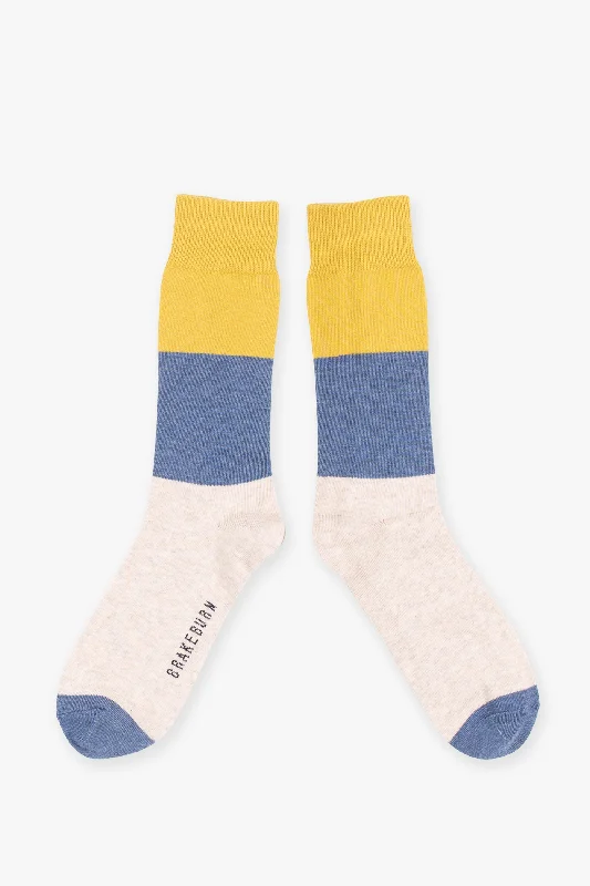 Small novelty crew socks for kids-Oatmeal Colour Block Socks