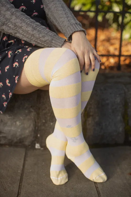 Thick hiking socks for trails-Oops! Extraordinary Gossamer Stripes Thigh High