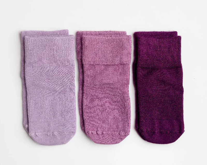 Small patterned crew socks for toddlers-Orchid Collection