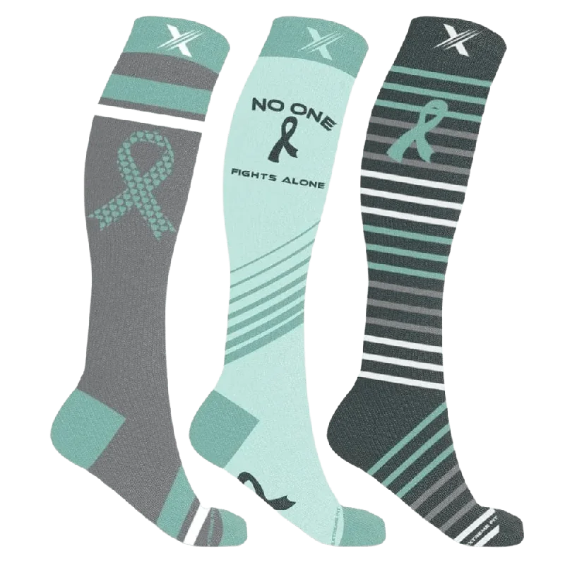 Thin cotton socks for warm weather-Ovarian Cancer Awareness Socks (3-Pairs)