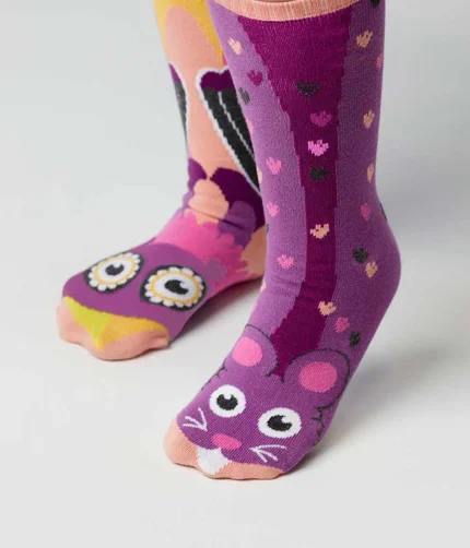 Thick thermal wool socks for snow-Owl and Mouse | Adult Socks| Fun Mismatched Socks