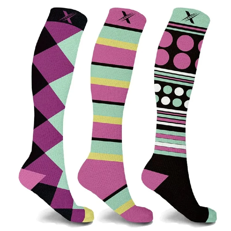 Custom logo crew socks for branding-Jumble Mumble Compression Socks (3-Pairs)