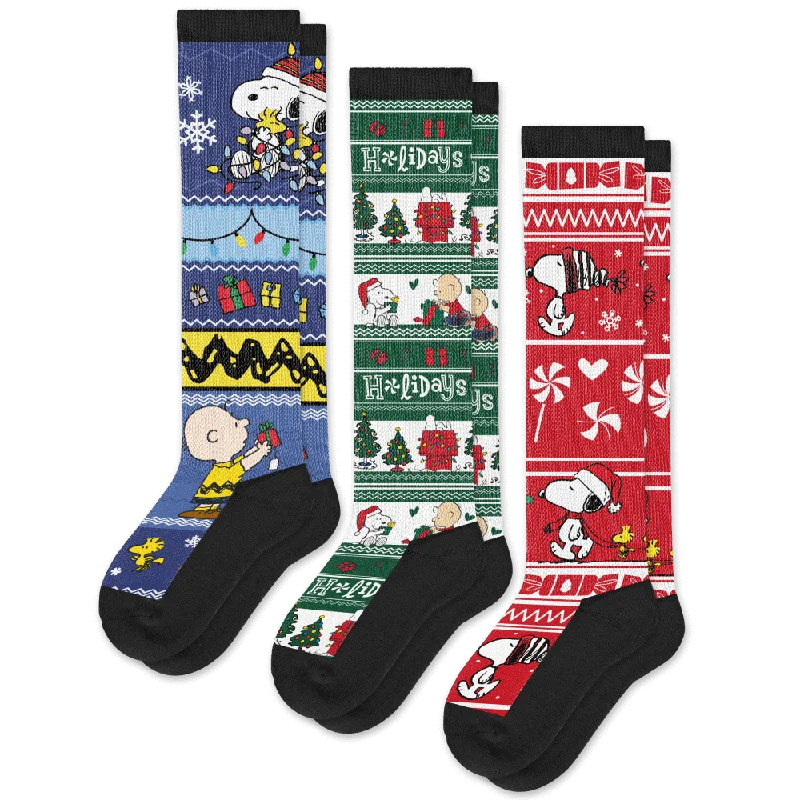 Minimalist gray ankle socks for clean-Peanuts Xmas EasyStretch™ Diabetic Socks Bundle 3-Pack