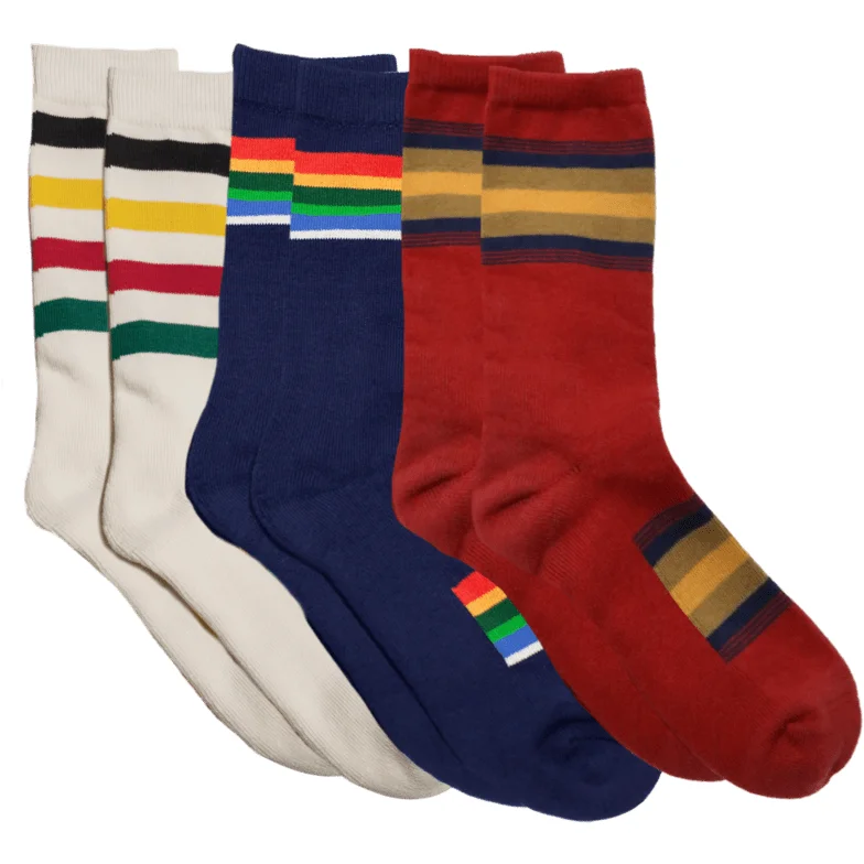 Bright crew socks for bold style-Pendleton National Park Striped Crew 3-Pack Socks