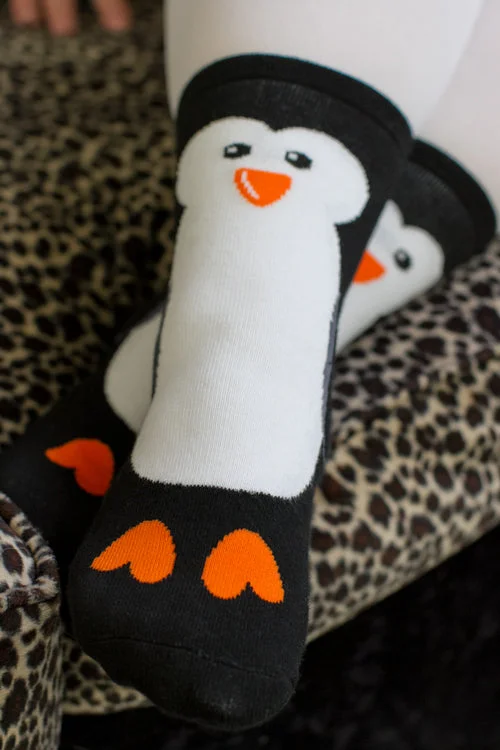 Large knee-high ankle socks for women-Penguin Slipper Socks