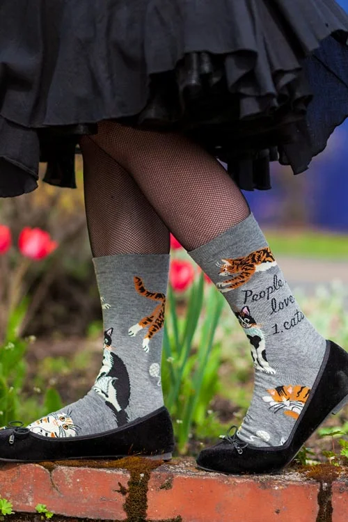 Thin dress ankle socks for suits-People I Love: Cats Crew