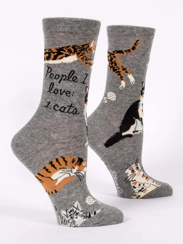 Minimalist gray ankle socks for subtle-People I Love: Cats W-Crew Socks