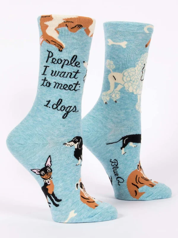 Rustic hand-knitted socks for texture-People I Want To Meet: Dogs W-Crew Socks