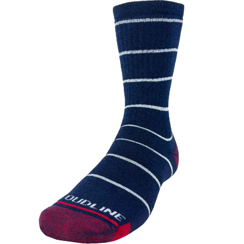 Anti-slip crew socks for exercise-Pinstripe Hiking Sock - Medium Cushion