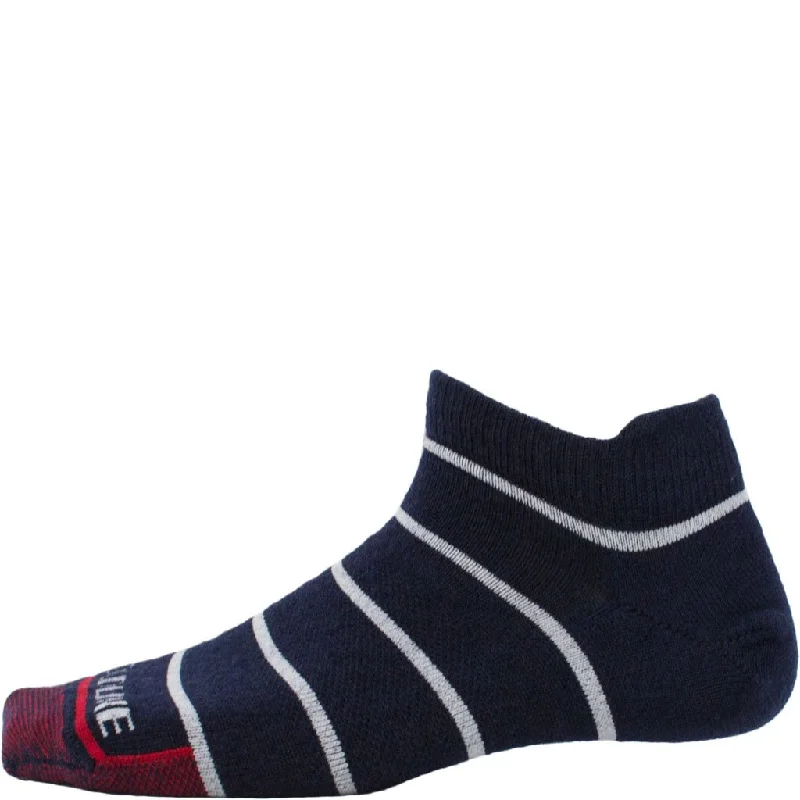 Non-skid crew socks for safety-Pinstripe No-Show Running Sock - Ultralight