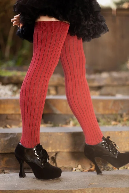 Lightweight running crew socks for speed-Pinstripe Thigh High