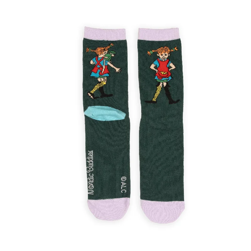 Lightweight running crew socks for breathability-Pippi and Mr. Nilsson Women's Socks - Green