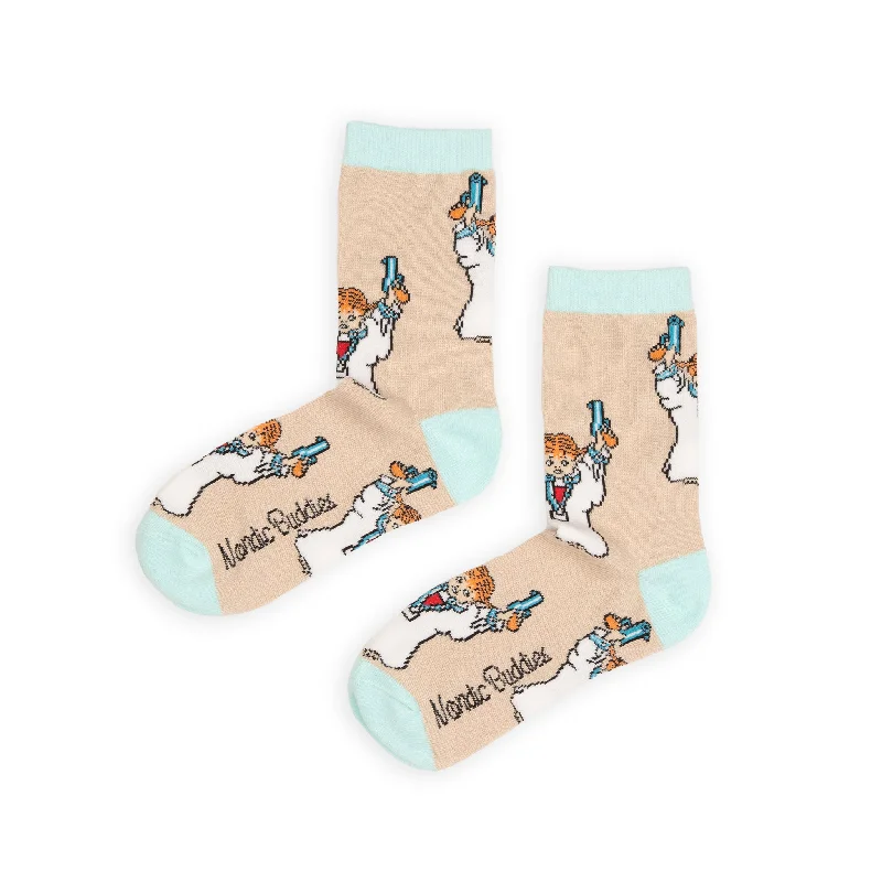 Minimalist gray ankle socks for clean-Pippi and the Bang Women's Socks - Beige