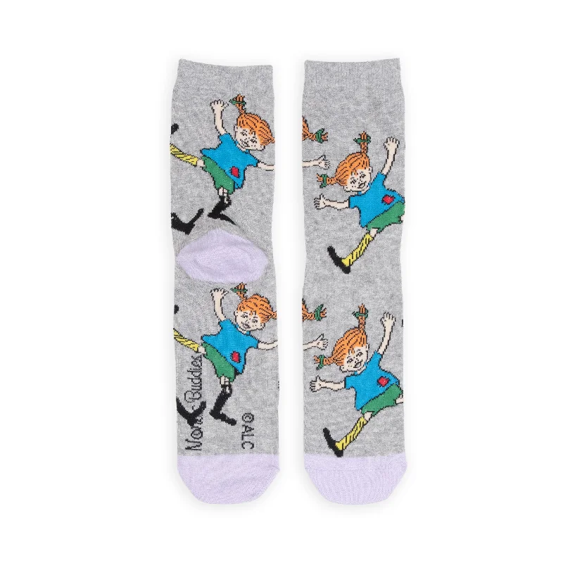 Small wool crew socks for babies-Pippi and the Cartwheel Women's Socks - Melange Grey