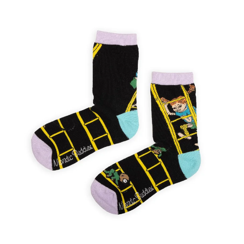 Organic cotton socks for eco-conscious-Pippi and the Ladders Women's Socks - Black