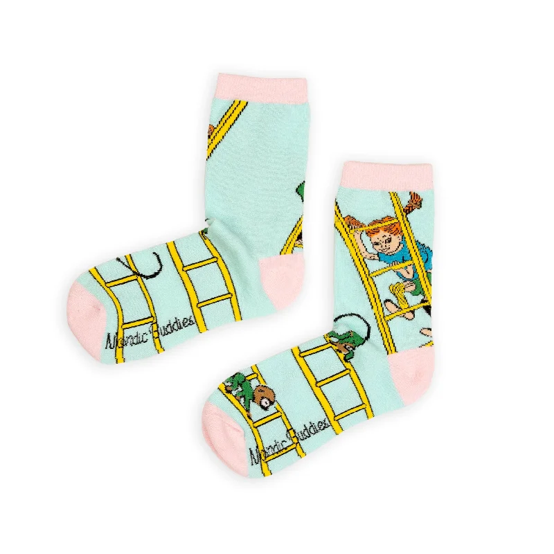 Long athletic socks for basketball-Pippi and the Ladders Women's Socks - Turquoise