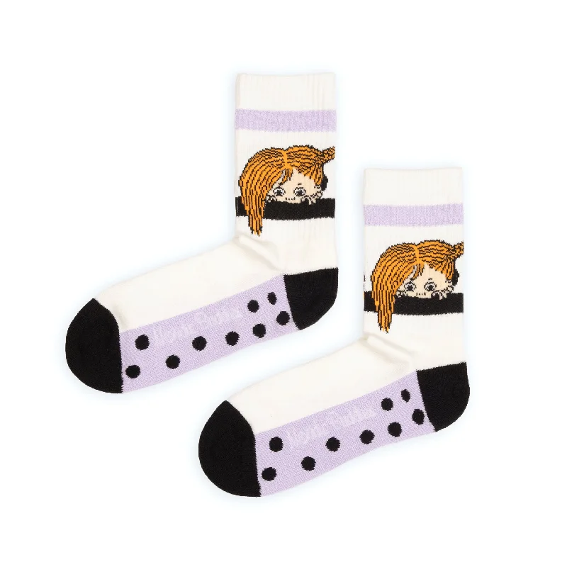 Novelty ankle socks for fun gift-Pippi Women's Retrosocks - White